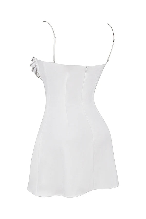 ivory crystallised mini dress