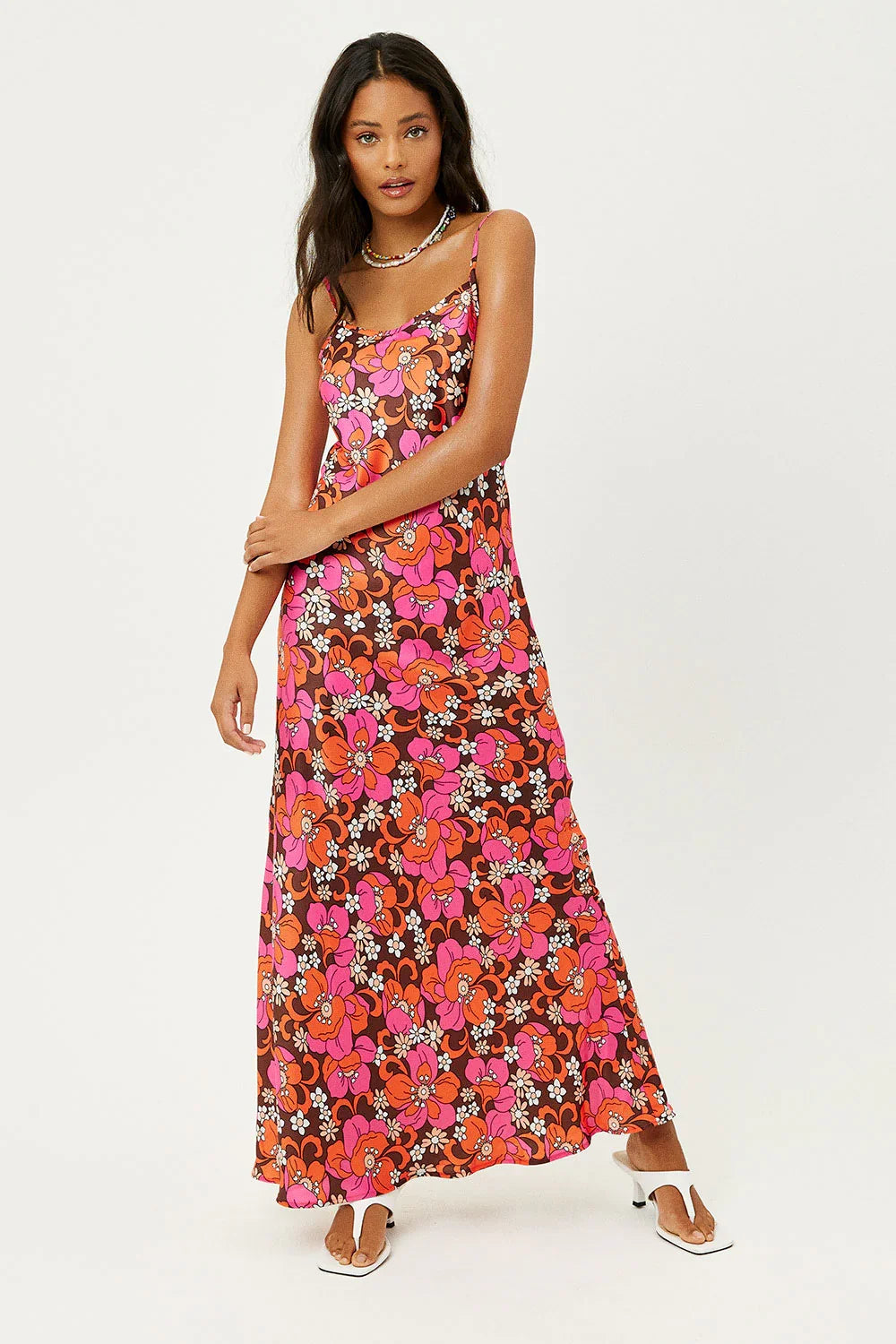 Isabel Satin Floral Dress Tropics