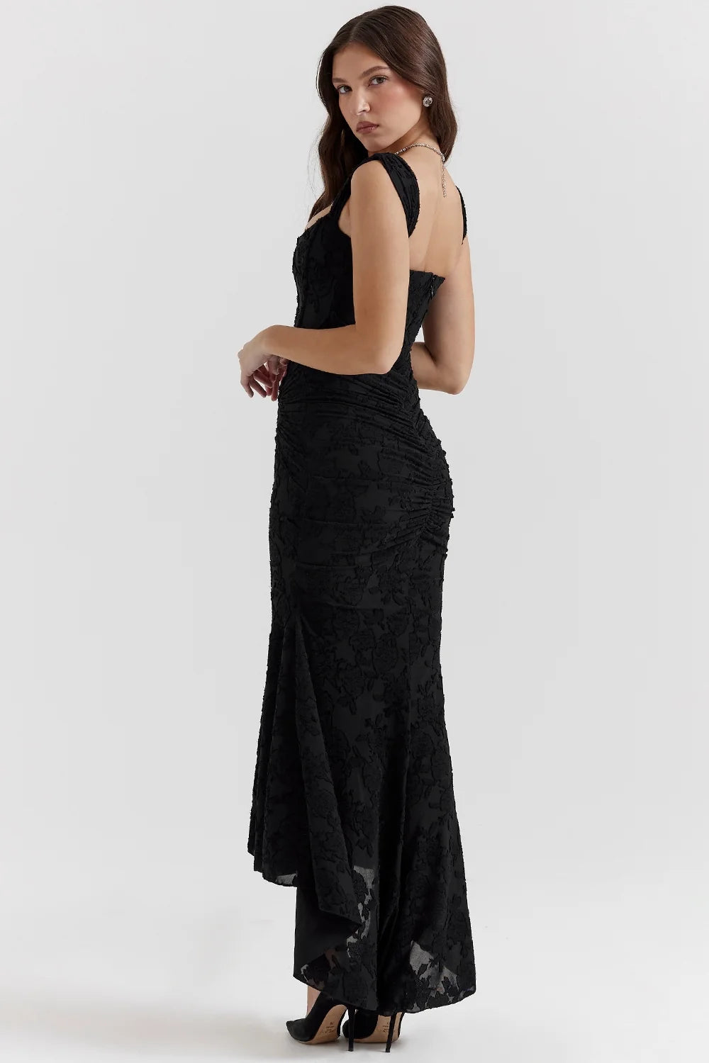black floral maxi dress