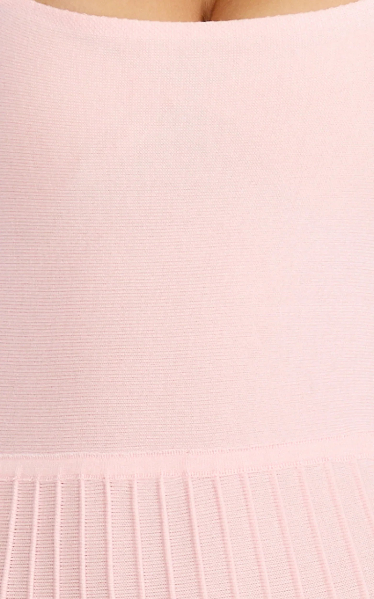 Candace Midi Dress Halter Neck Ribbed Knit Dress in Pale Pink