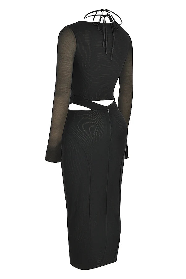 black cutout midi dress