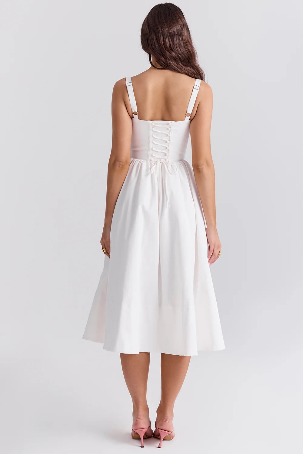 white corset midi sundress