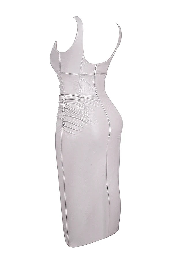 violet ice vinyl midi dress