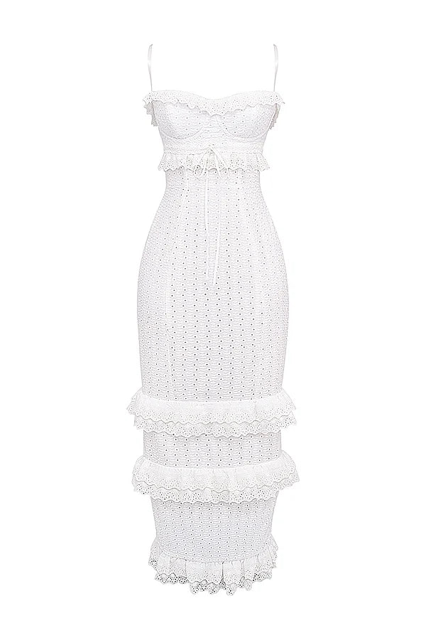 white broderie maxi dress