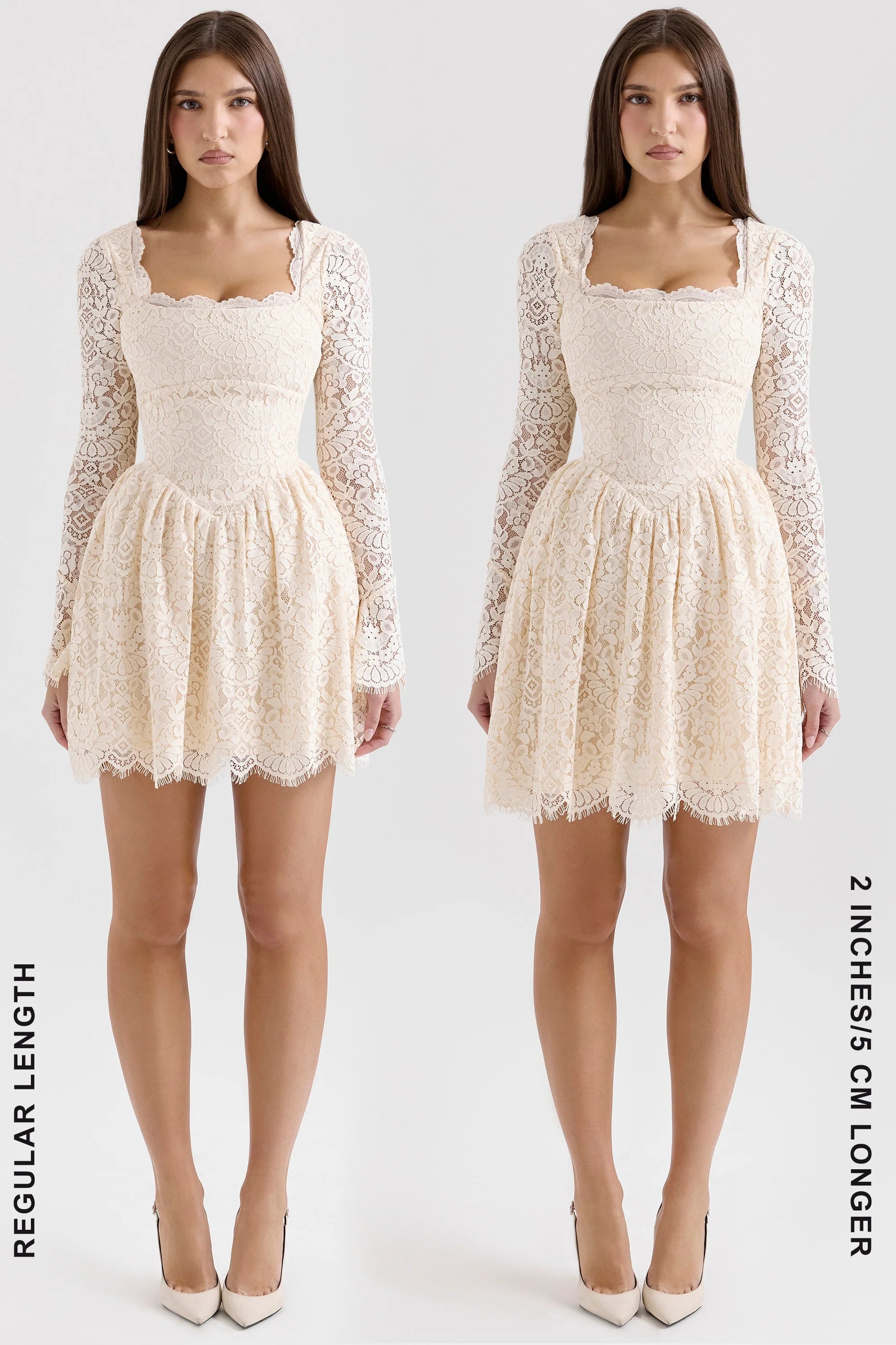 cream lace long sleeve mini dress