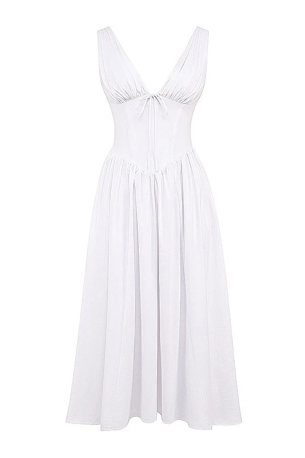 white cotton corset sundress