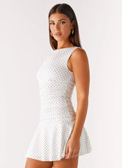 Kelda Mini Dress White Polka Dot