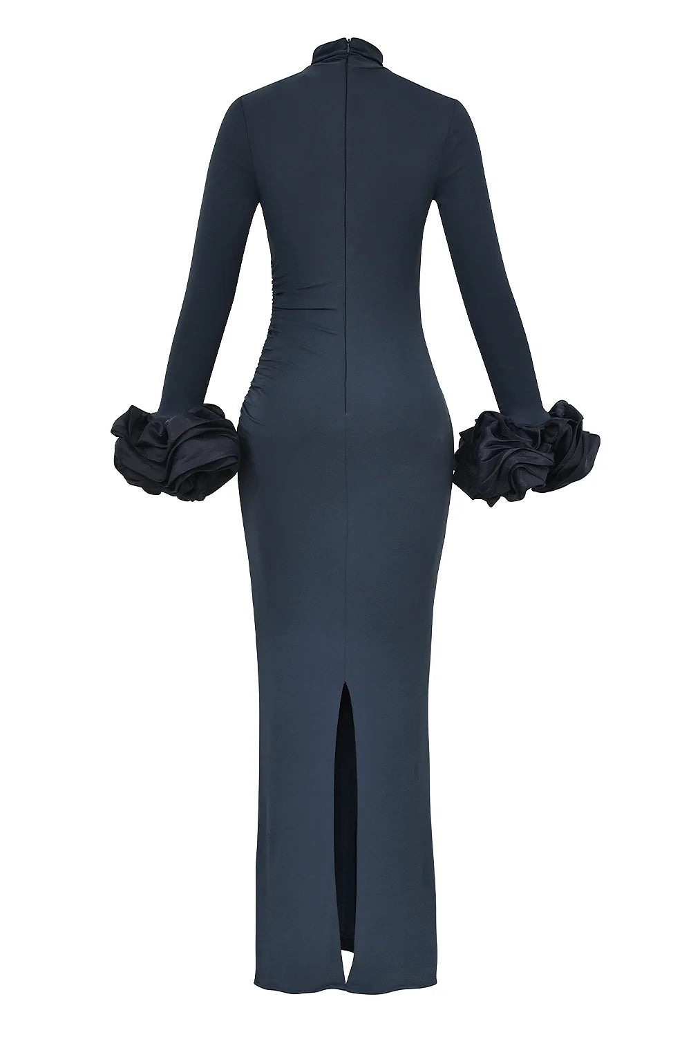 midnight ruffle sleeve maxi dress