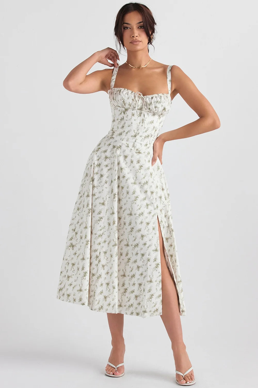 garden print bustier sundress