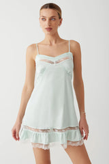 Carson Satin Mini Dress Pistachio