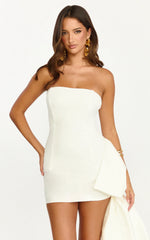 Peony Mini Dress Strapless Ruched Bodycon Dress in White