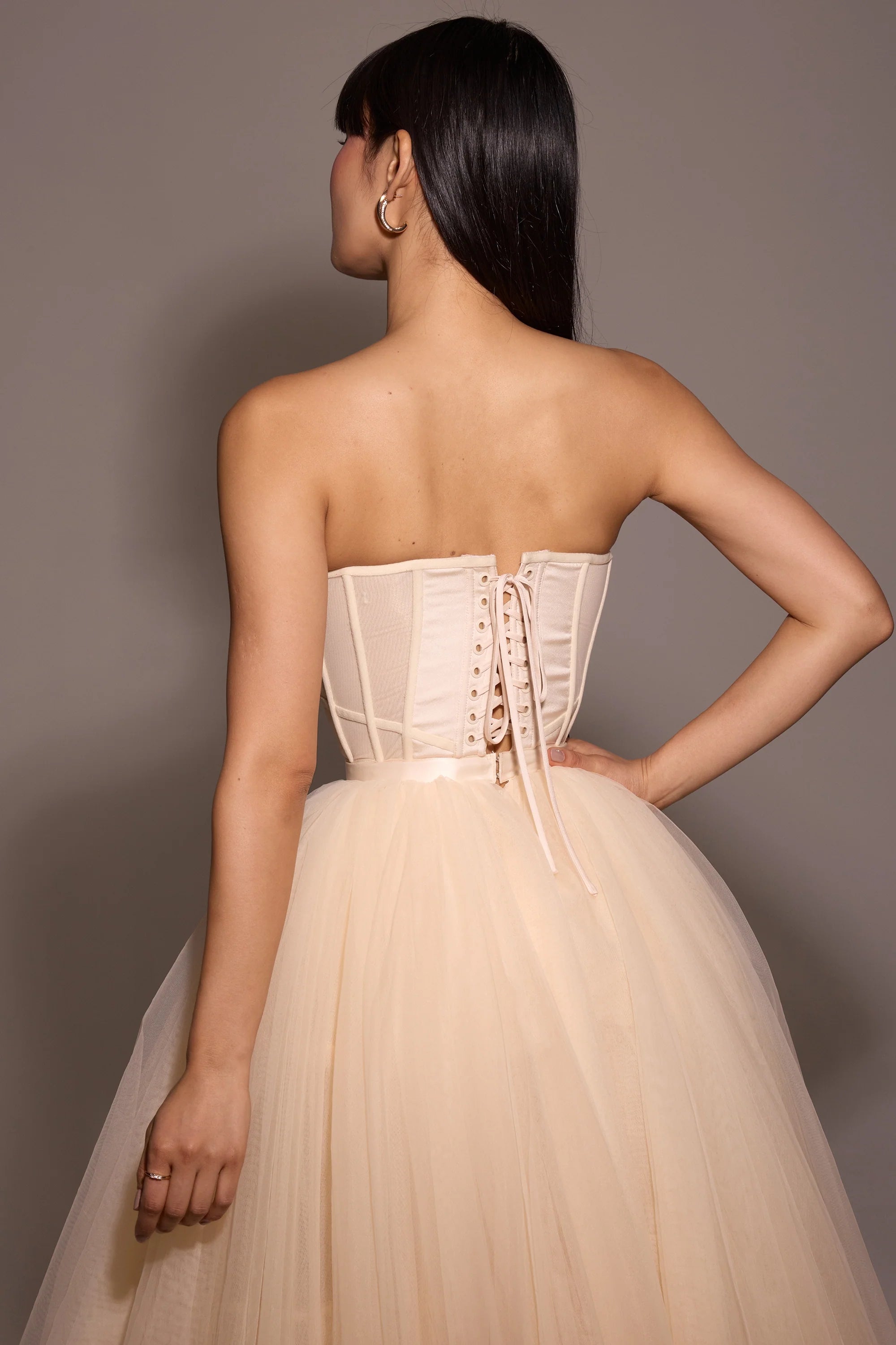 vintage cream tulle midi dress