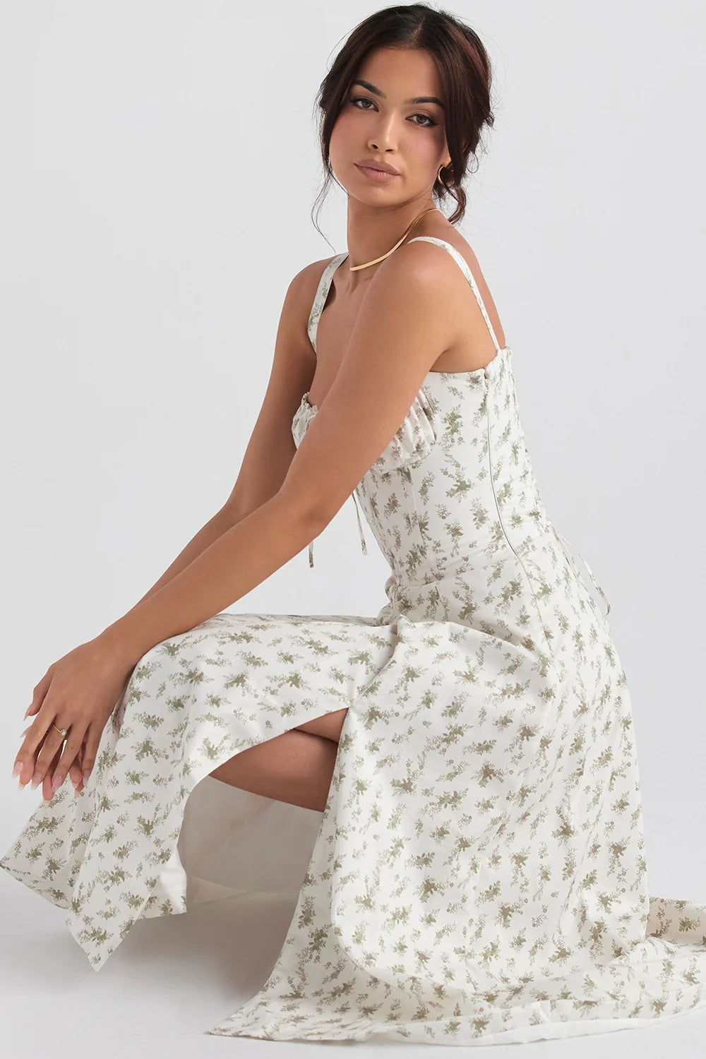 garden print bustier sundress