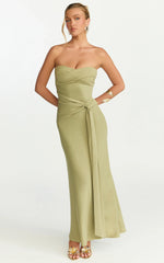 Aria Maxi Dress Strapless Tie Waist Dress in Sage