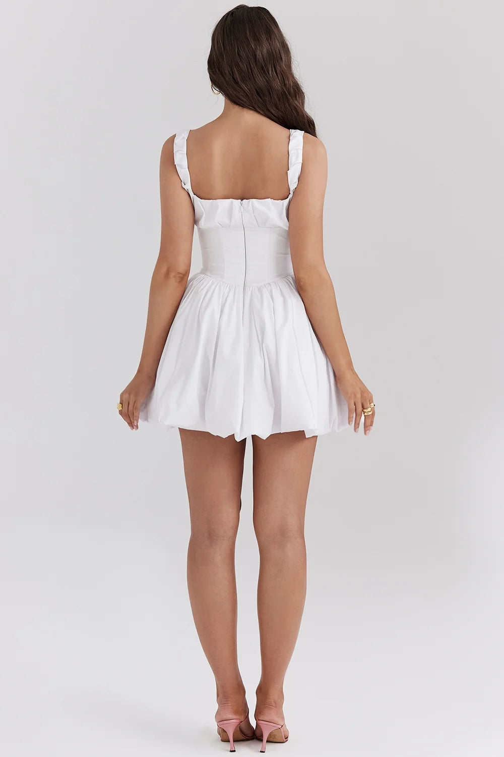 white cotton tulle mini dress