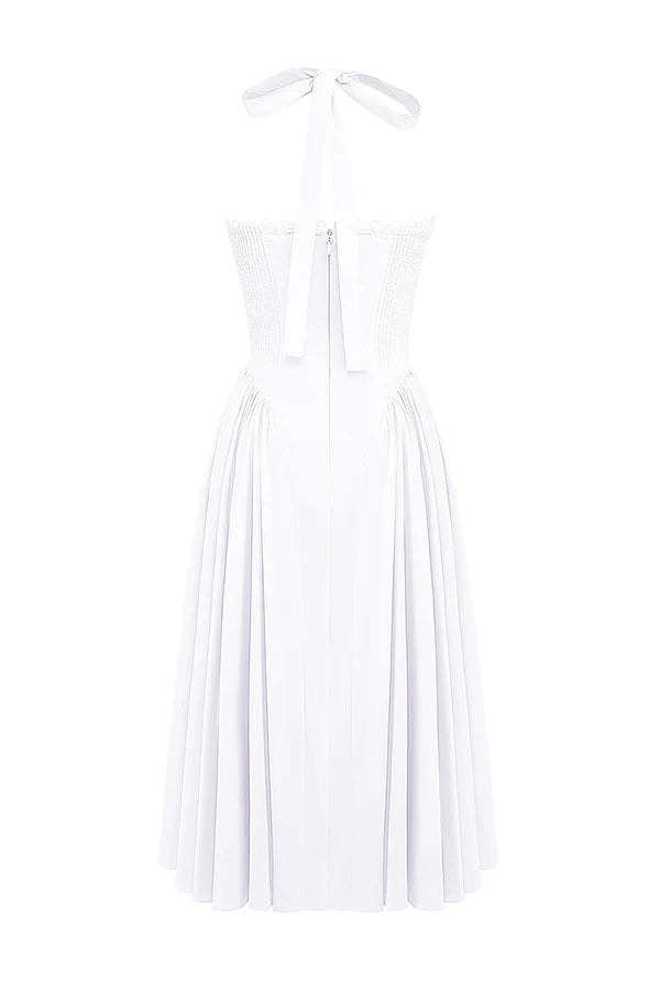 white cotton halter sundress