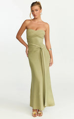 Aria Maxi Dress Strapless Tie Waist Dress in Sage
