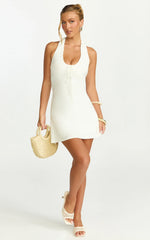 Odile Mini Dress U Halter Neck Dress in Cream