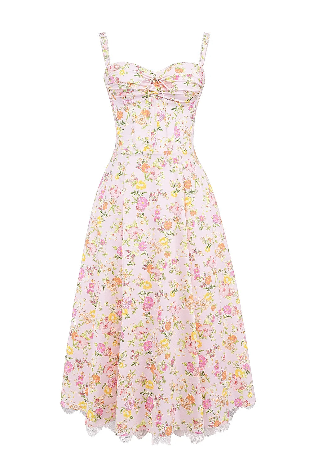 pink meadow print cotton bustier sundress