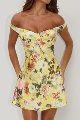 AVETA OFF SHOULDER MINI DRESS KENDALL YELLOW