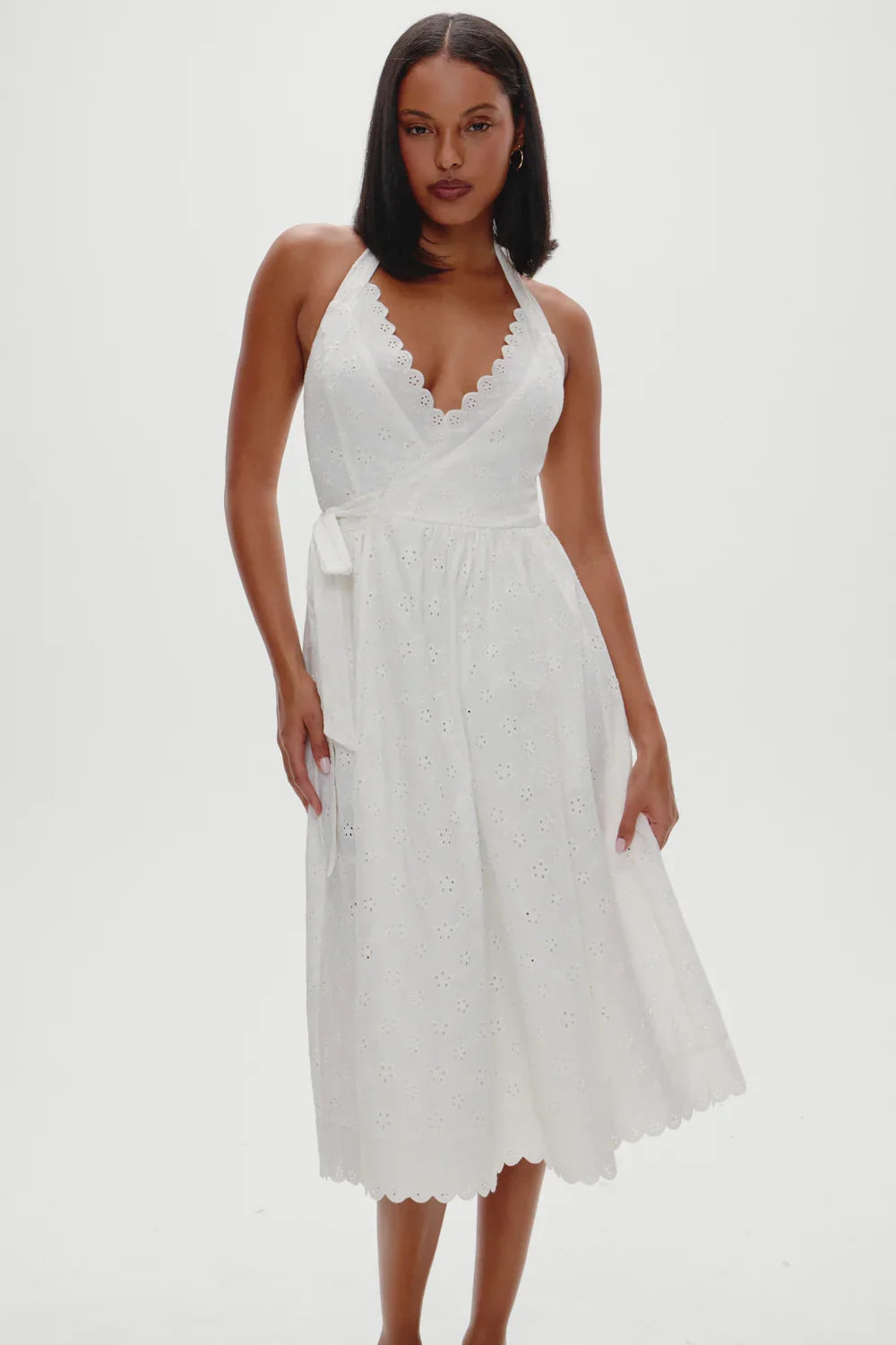 x BELLA HADID Fort Worth Fairy Midi Dress Salt Air Eyelet