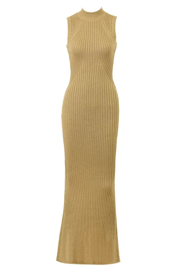 gold metallic maxi dress