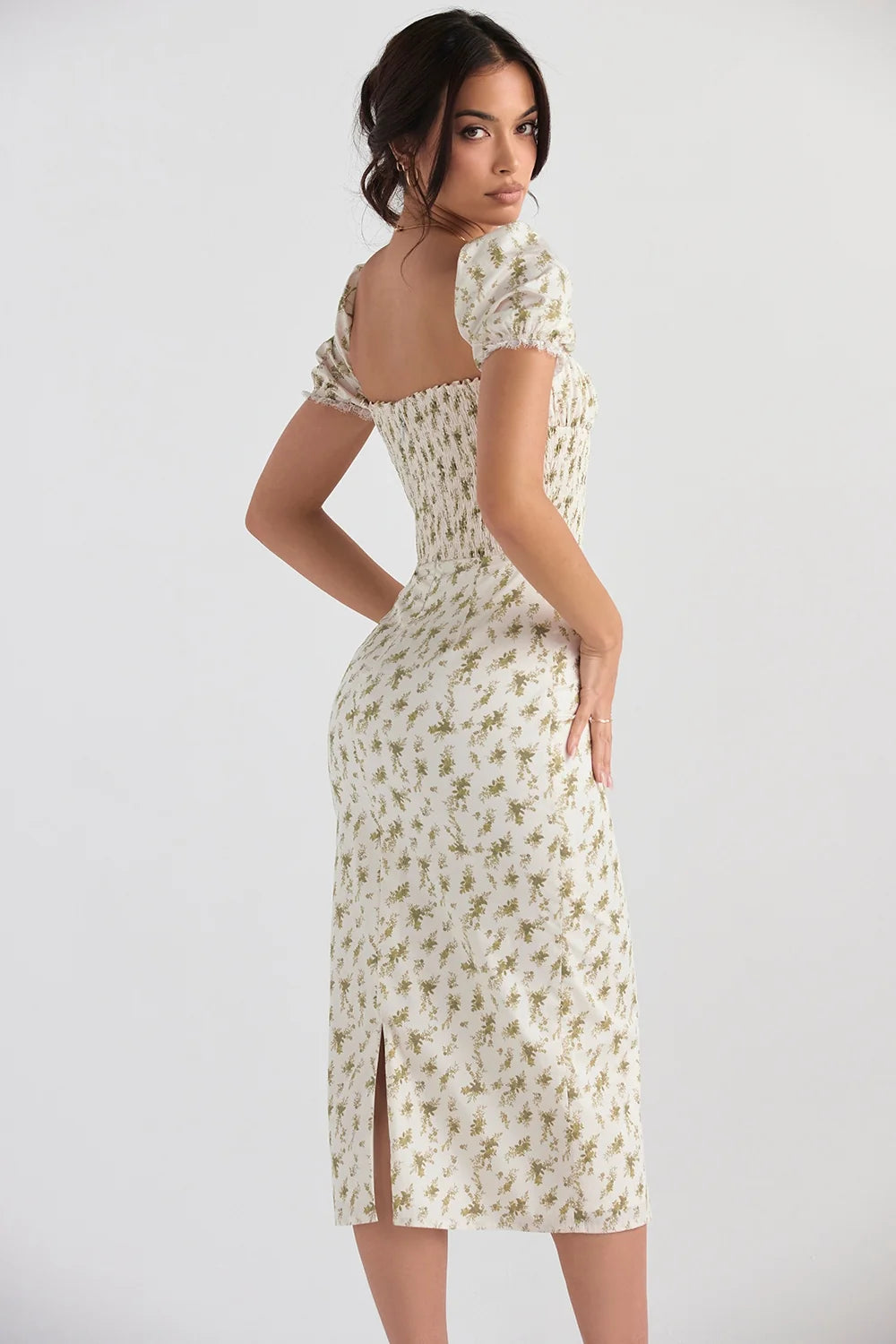 garden print shirred sundress