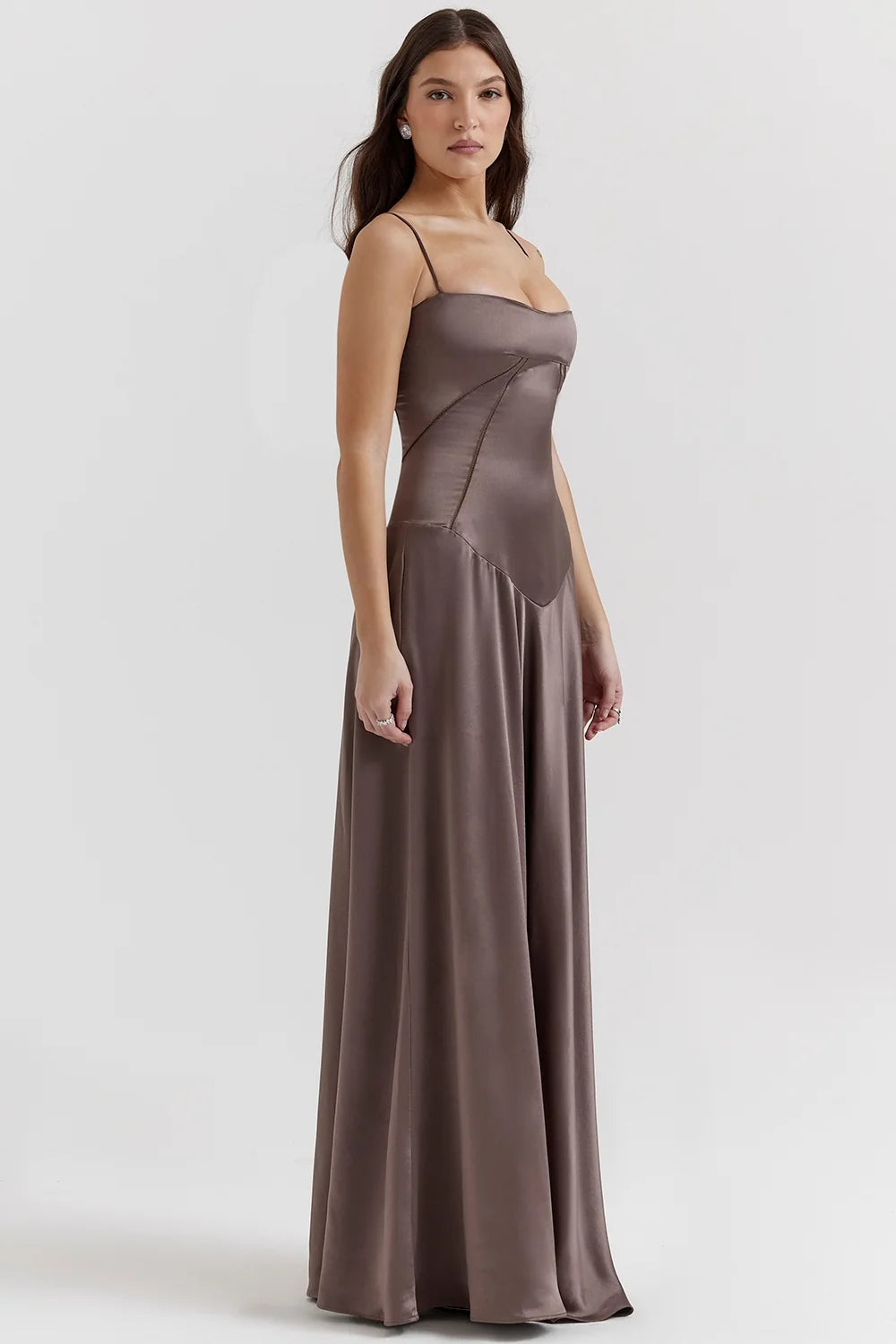 smoke lace up maxi dress