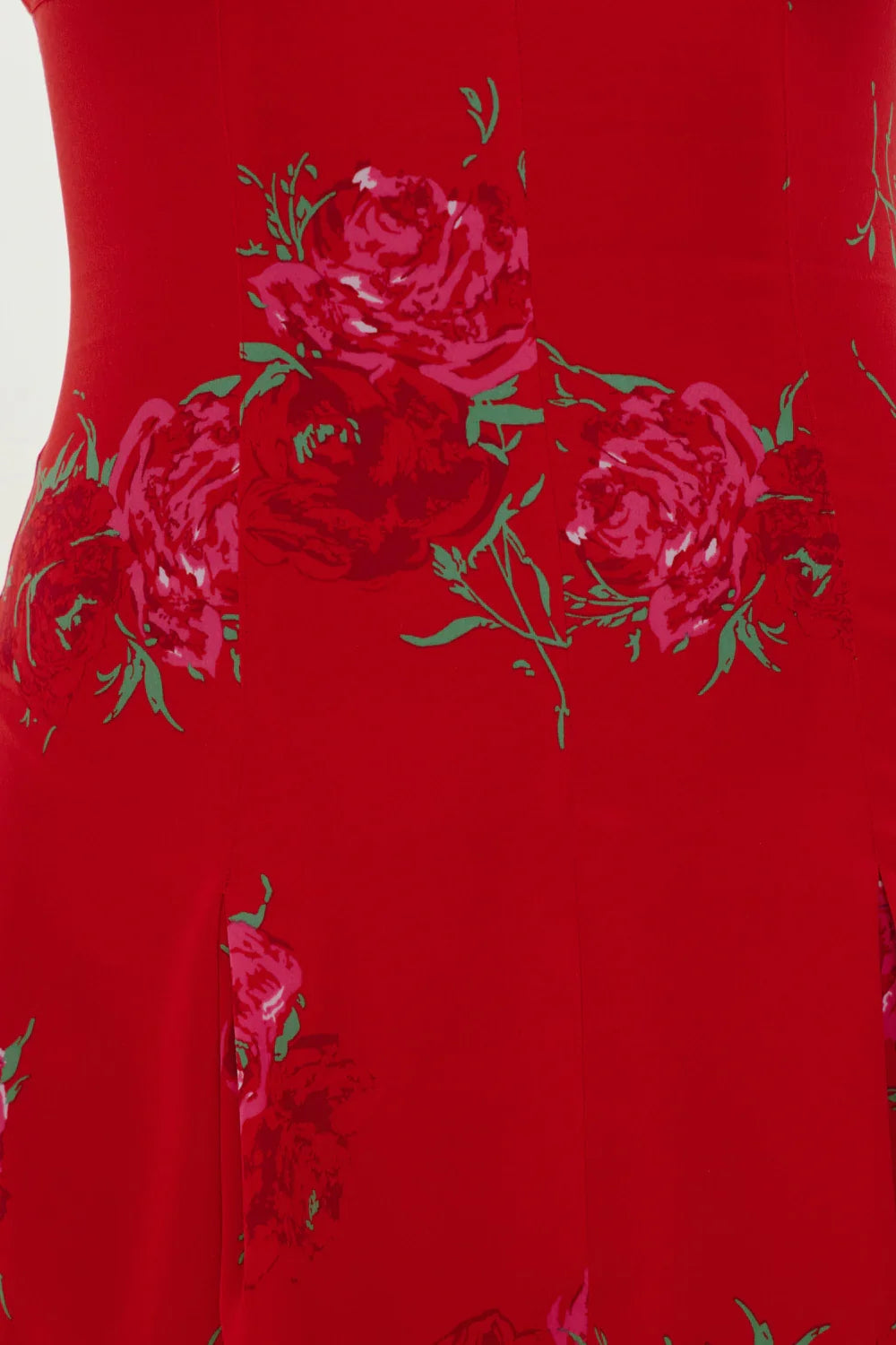 Siren Satin Mini Dress Red Rose Brushstroke