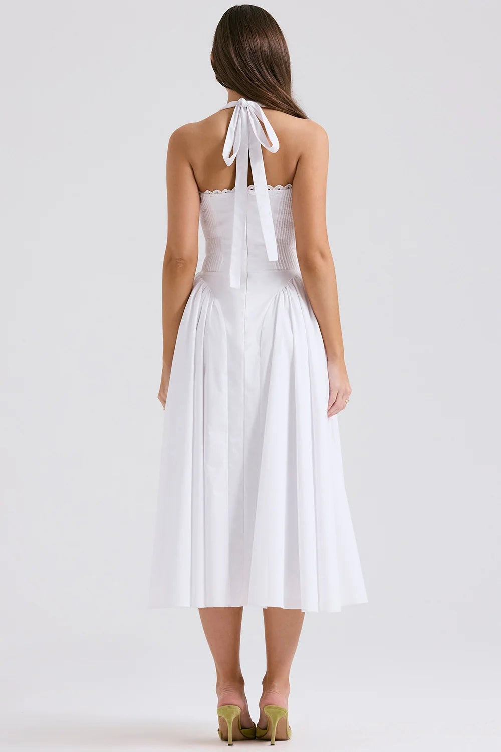 white cotton halter sundress