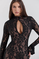 black lace midi dress