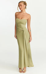 Aria Maxi Dress Strapless Tie Waist Dress in Sage