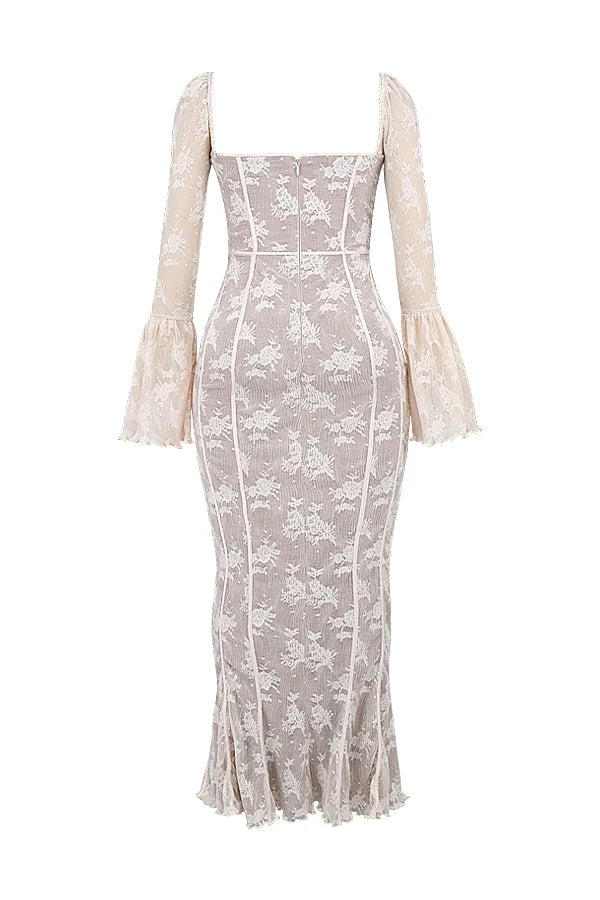 vintage cream lace maxi dress