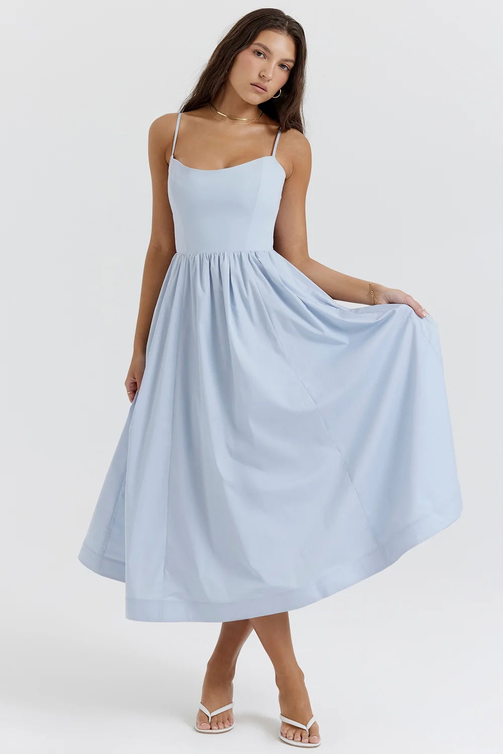 soft blue corset sundress
