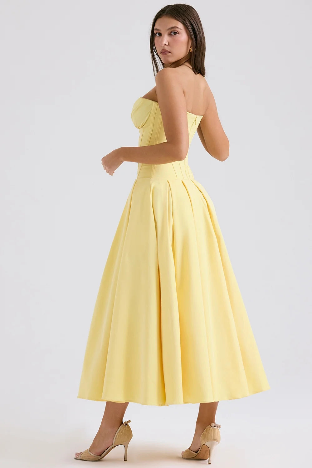 sunshine strapless tulle midi dress