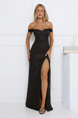 Exclusive Guest List Off Shoulder Maxi Dress Black