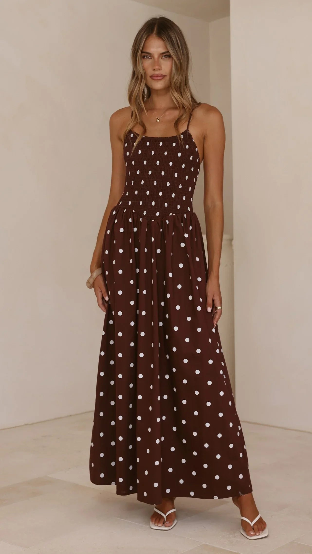 Gena Maxi Dress Chocolate Polka