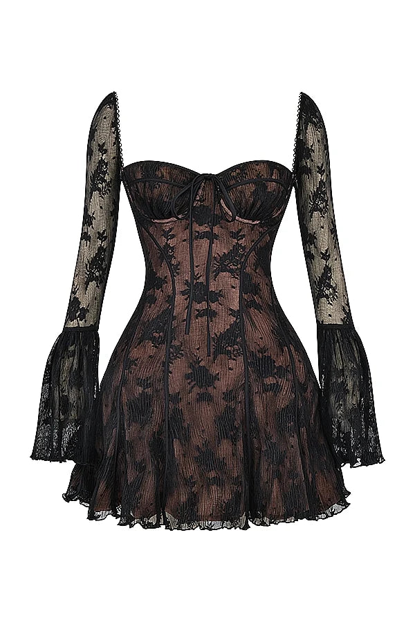 black lace corset dress