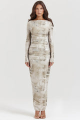 pale sage print maxi dress