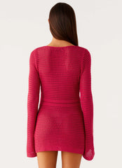 Sunriser Crochet Mini Dress Pink