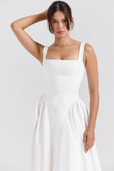 white cotton midi sundress