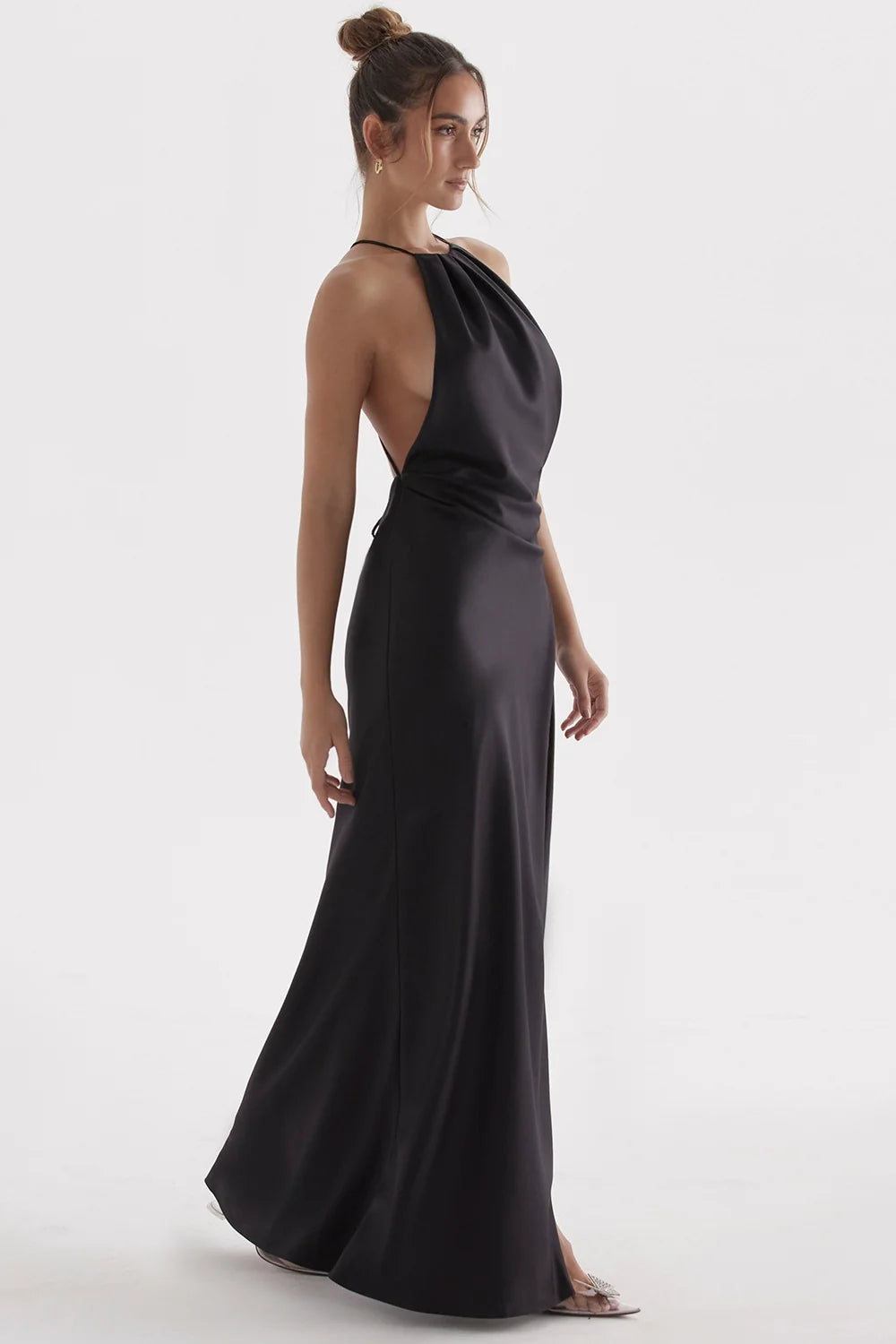 black thigh slit maxi dress