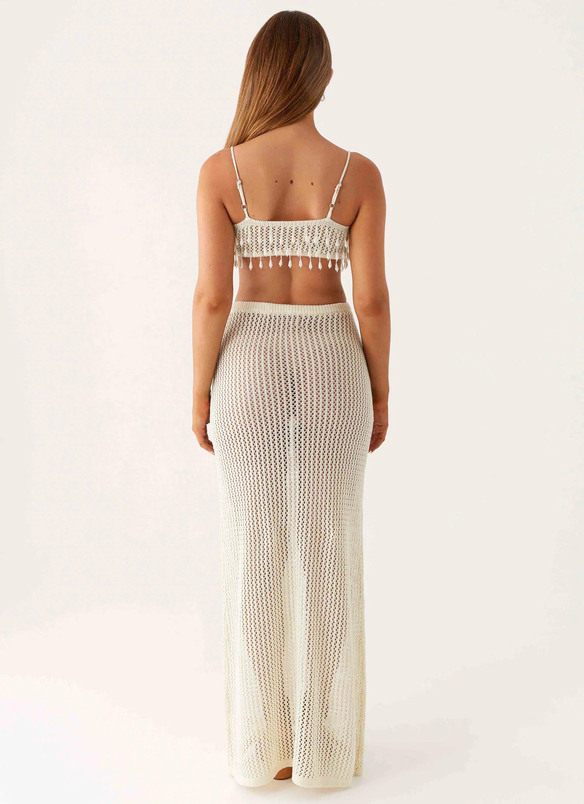 Shellbound Crochet Maxi Dress Ivory