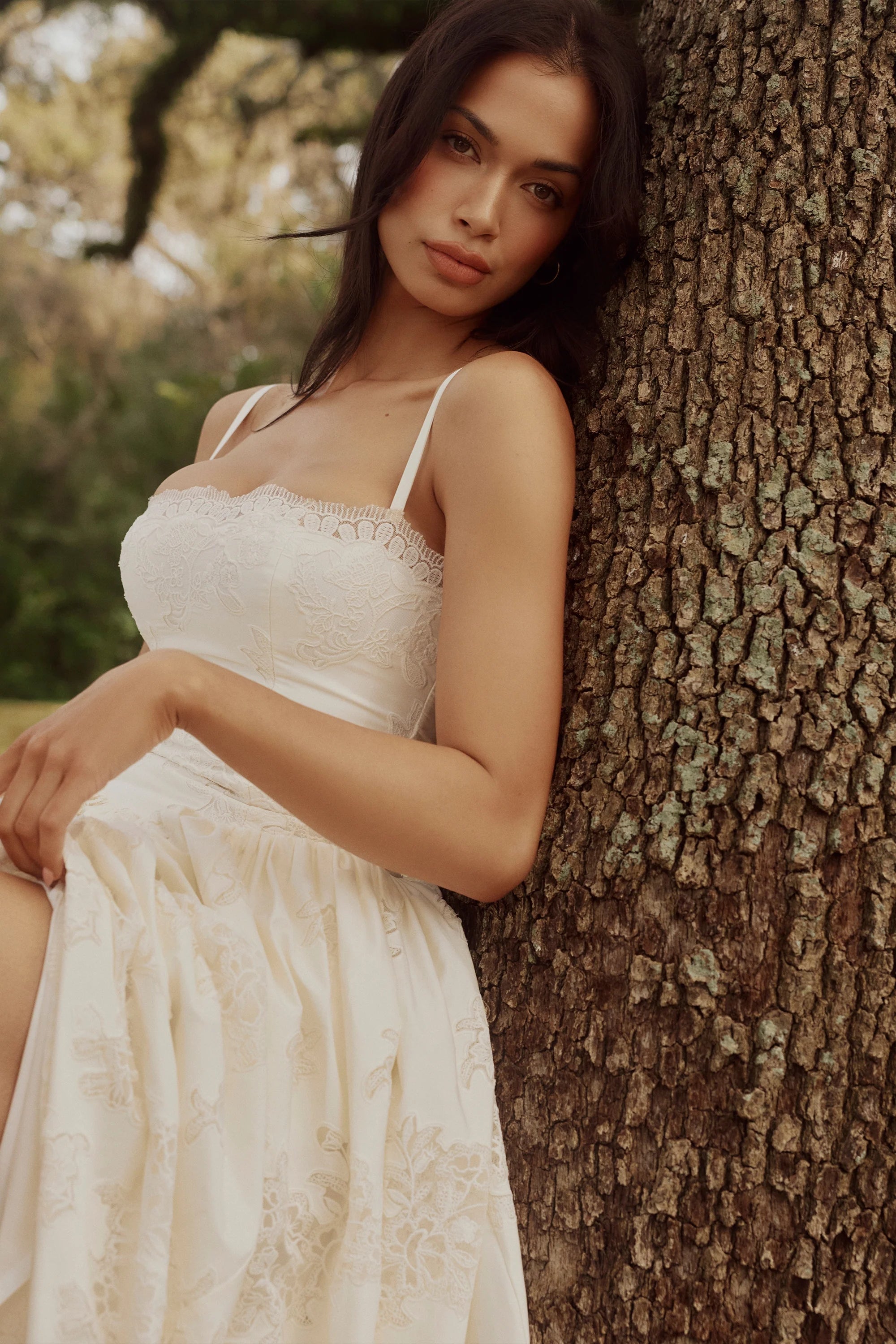 white custom lace cotton midi sundress