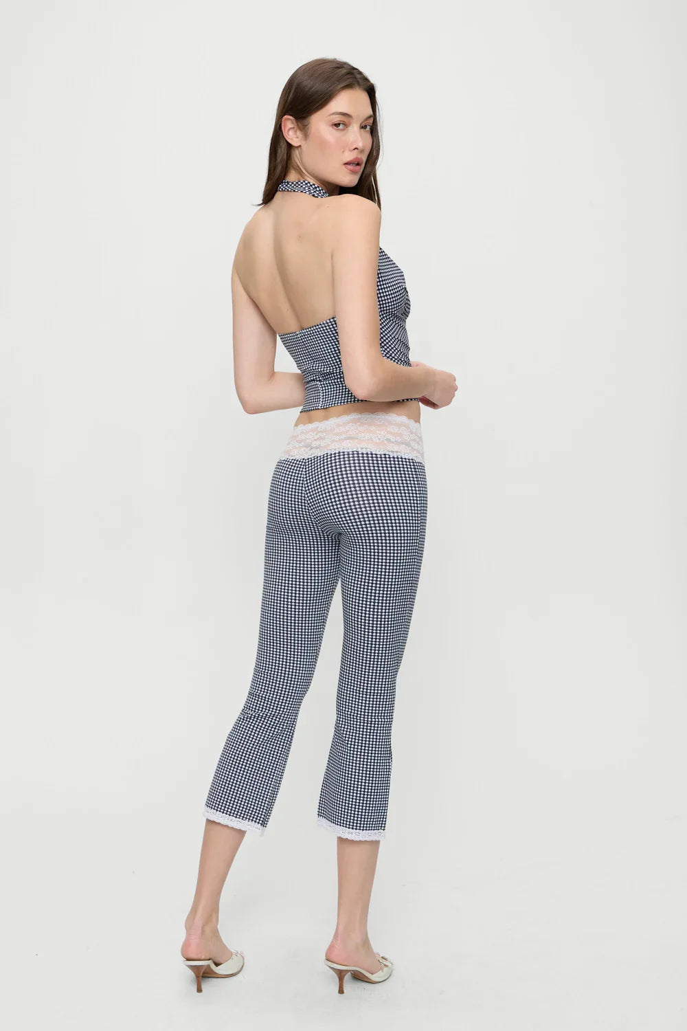 Nikki Gingham Capri Pants Midnight Wishes