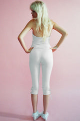Warm Up Cutout High Waist Capri Pants Icy Gray