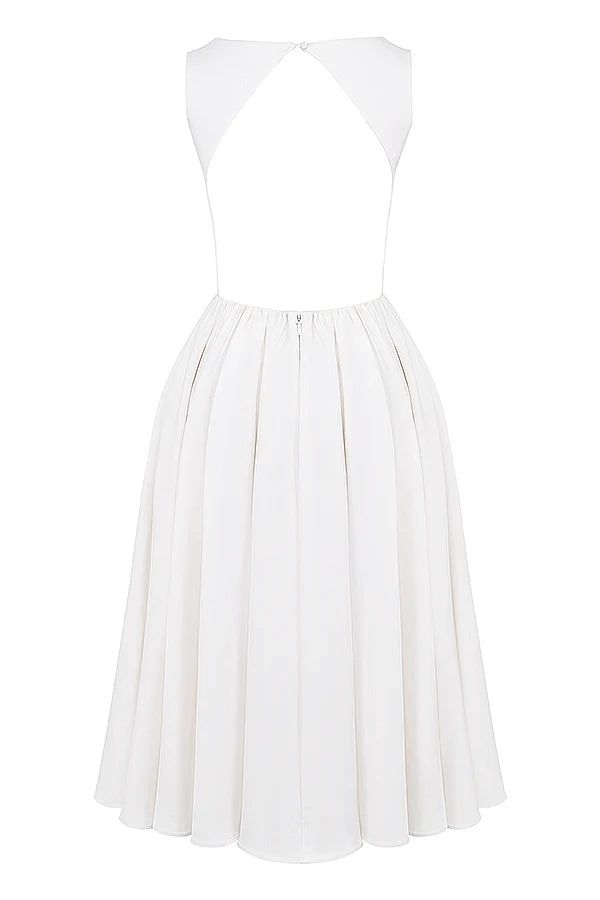 white twill midi sundress