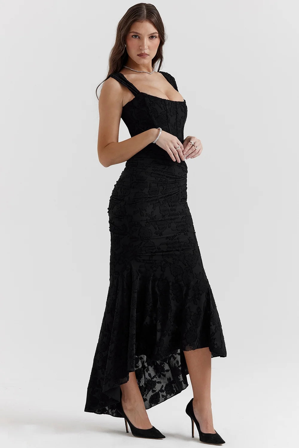 black floral maxi dress