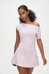 Roslyn Off Shoulder Mini Dress Rosewater Stripe