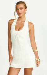 Odile Mini Dress U Halter Neck Dress in Cream